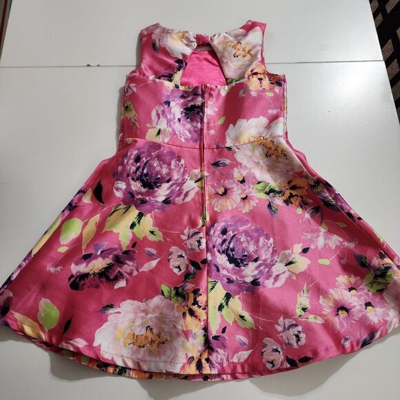 Girls Elegant Floral Magenta Pleated Formal Dress Cardigan & Headband Set Size 6 - Picture 10 of 16